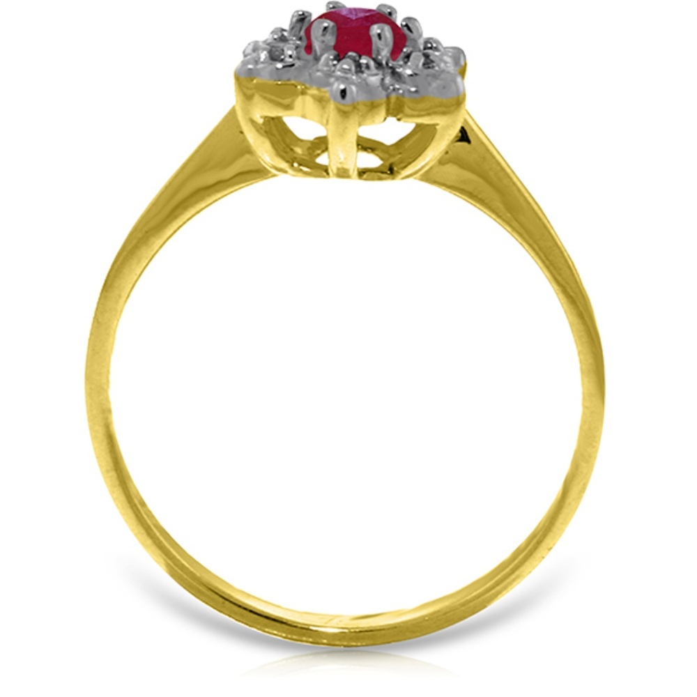 SOLID GOLD RING WITH NATURAL DIAMONDS & RUBY - Picture 2 of 4